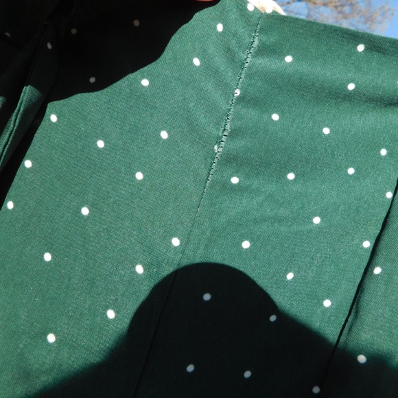 Blu Pepper pants women S, forest green/white polka dots, elastic pullon paperbag - Picture 9 of 13